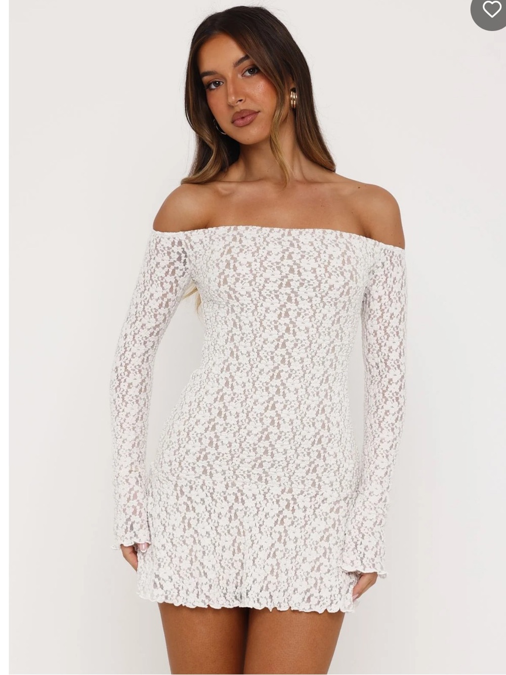 Whitefox NWT White Lace Long-Sleeve Fit & Flare Dress